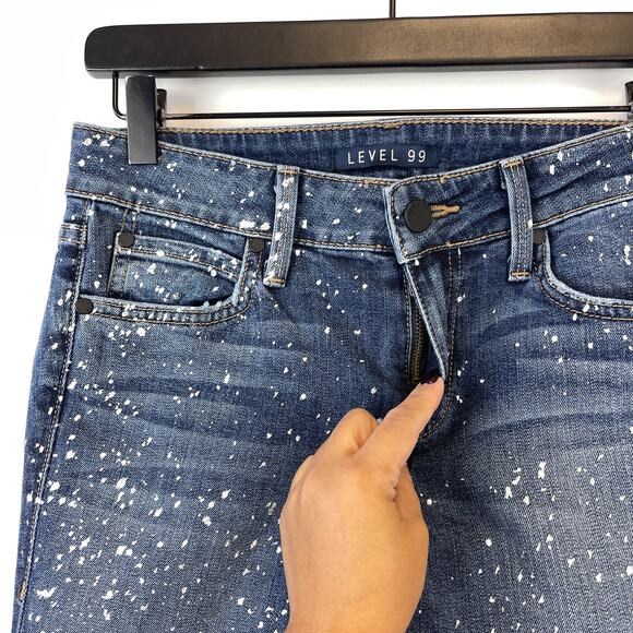 Level 99 Size 25 Low Rise Ankle Skinny Stretchy Denim Jeans Silver Foil Speckles - Picture 4 of 9